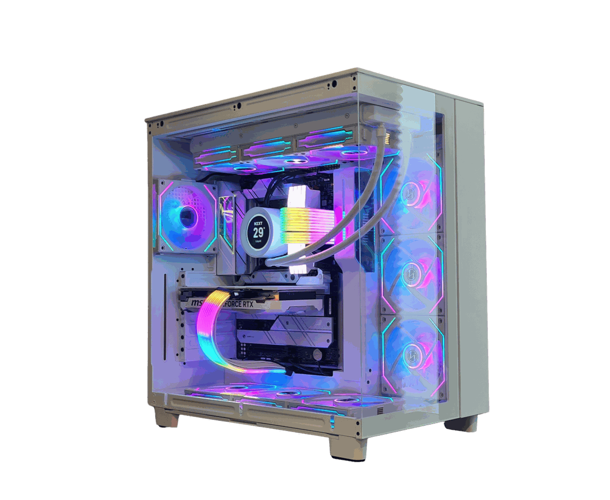 High-end custom gaming PC with RGB lighting